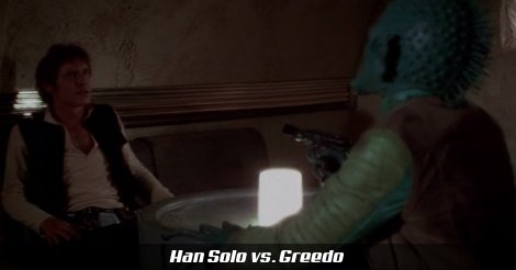 Han Solo és Greedo Mos Eisley egyik kocsmájában